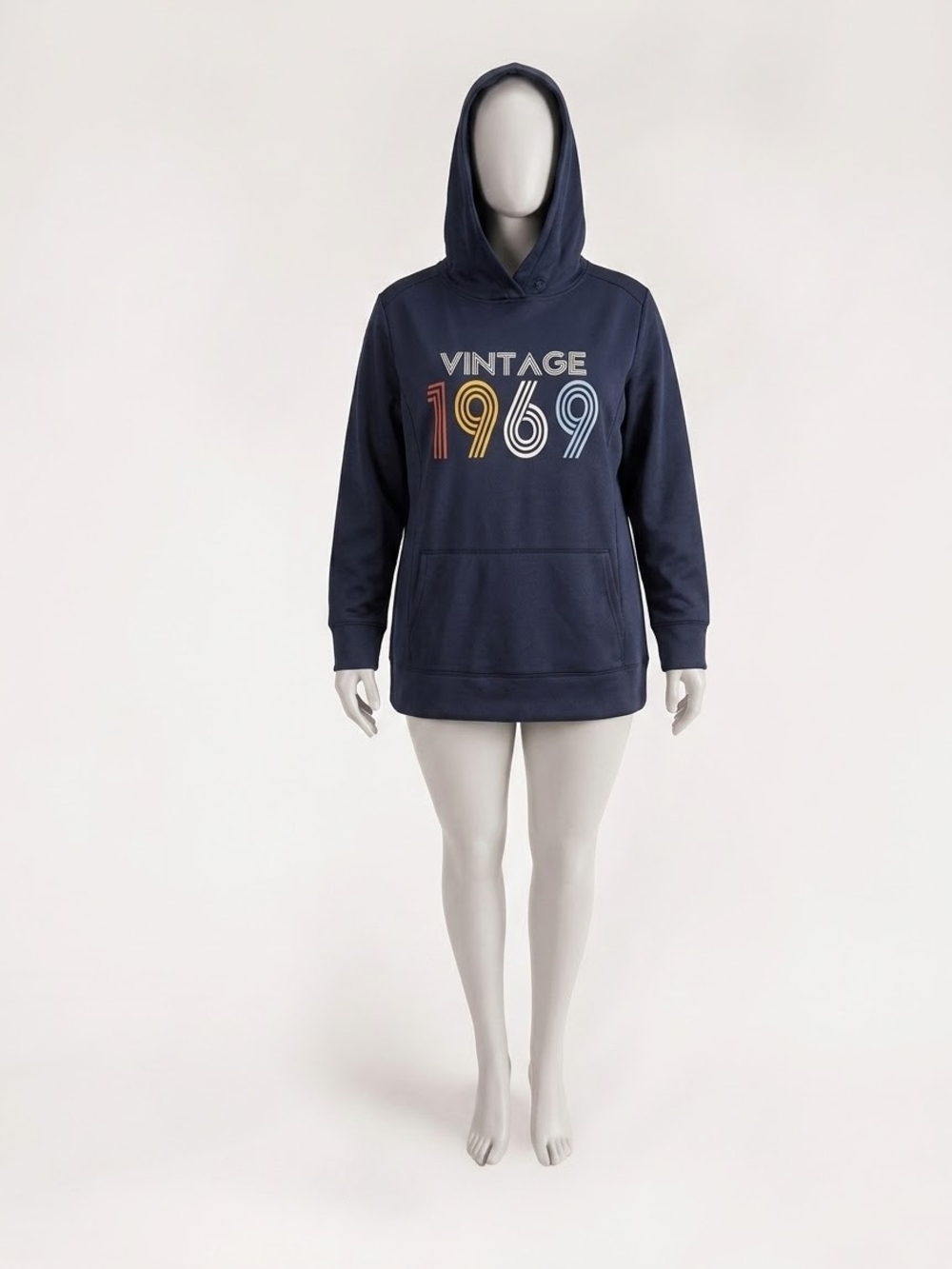 Vintage 1969 Navy Hooded Sweatshirt